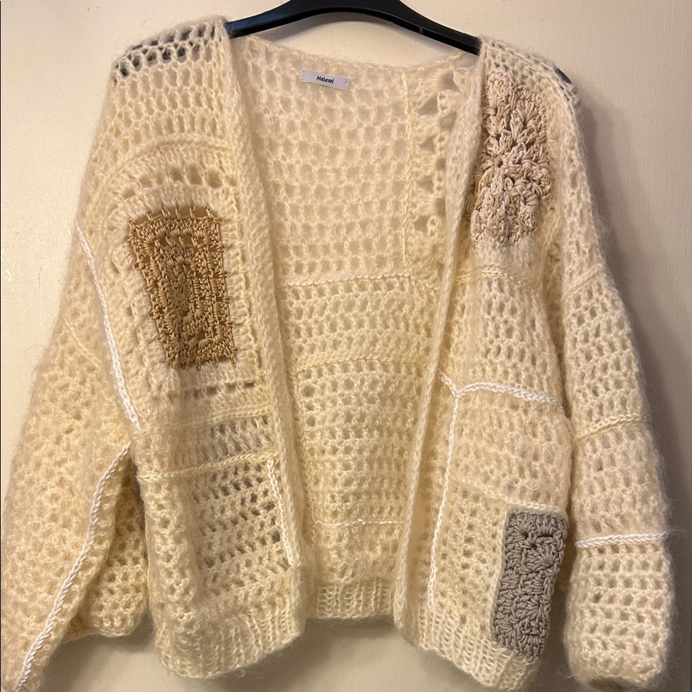 Elegant Cream Patchwork Cardigan